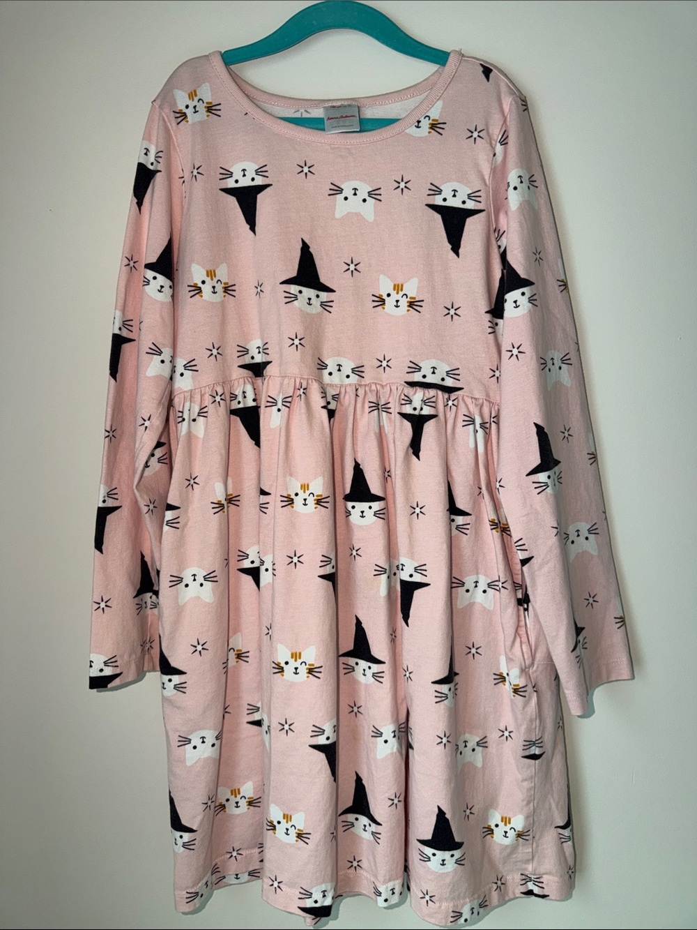Hanna Andersson Pink Cat & Witch Hat Dress  with pockets (Size 10)